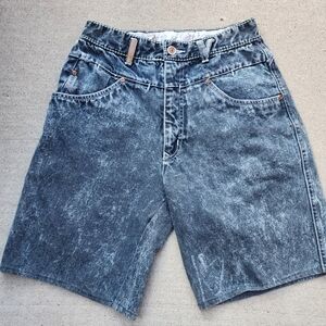 Vintage Bugle Boy‎ Retro Black Acid Wash High Rise Denim Jean Shorts, Womens 12